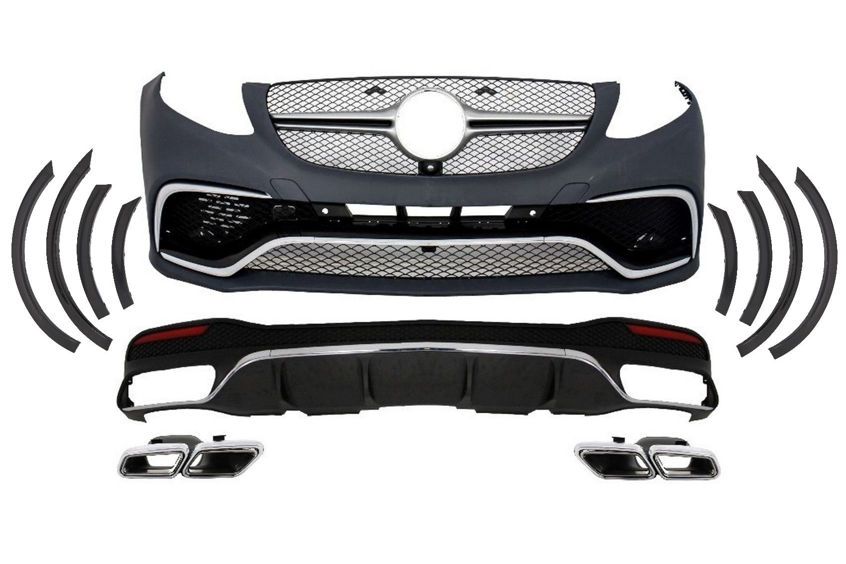 Body Kit für Mercedes GLE W166 SUV 15-18 Stoßstange schalldämpfer Kotflügel CarPartsTuning