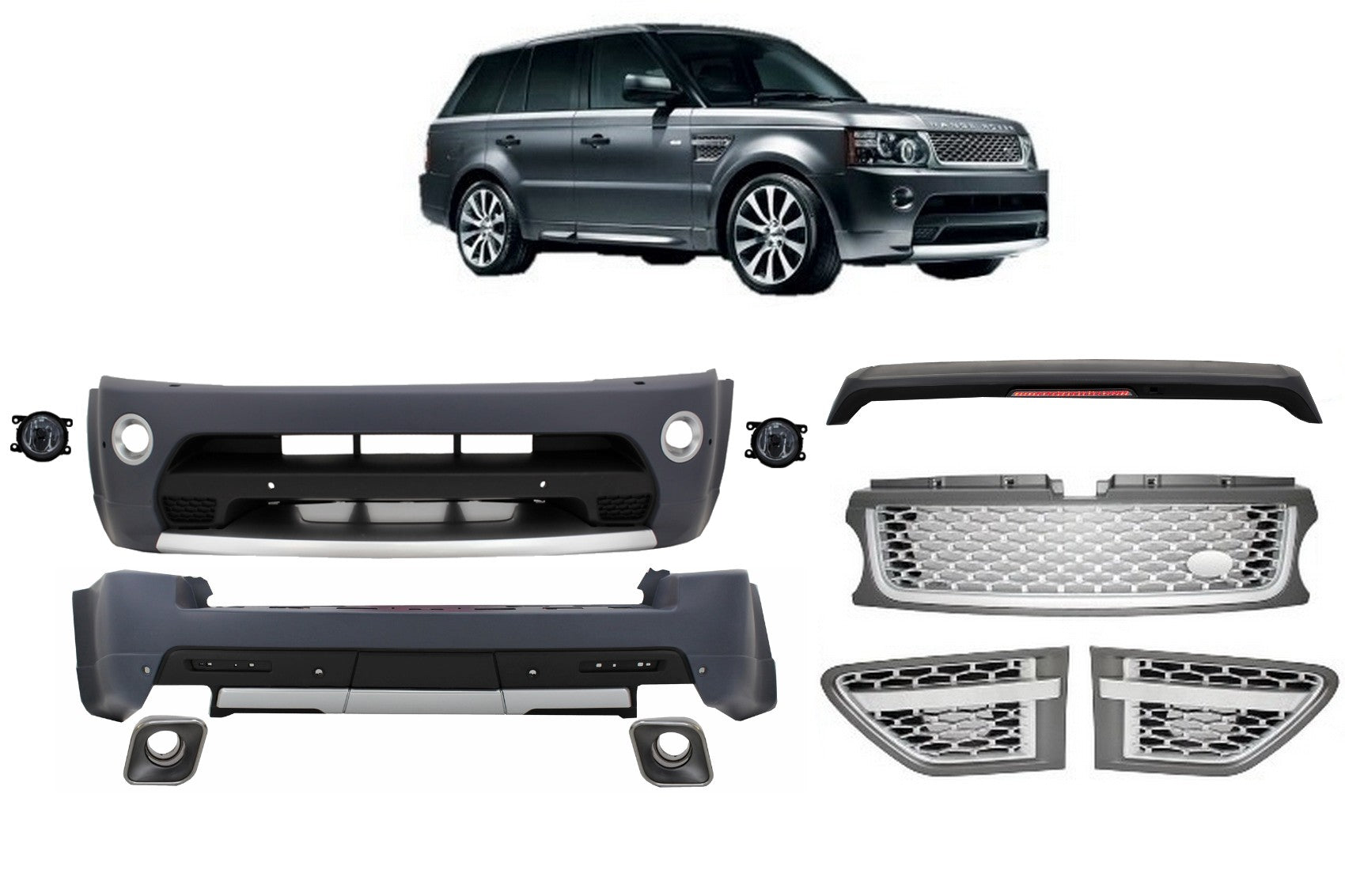 Bodykit für Rover Sport L320 Facelift 2009-2013 Autobiography Look Silber Gitter CarPartsTuning