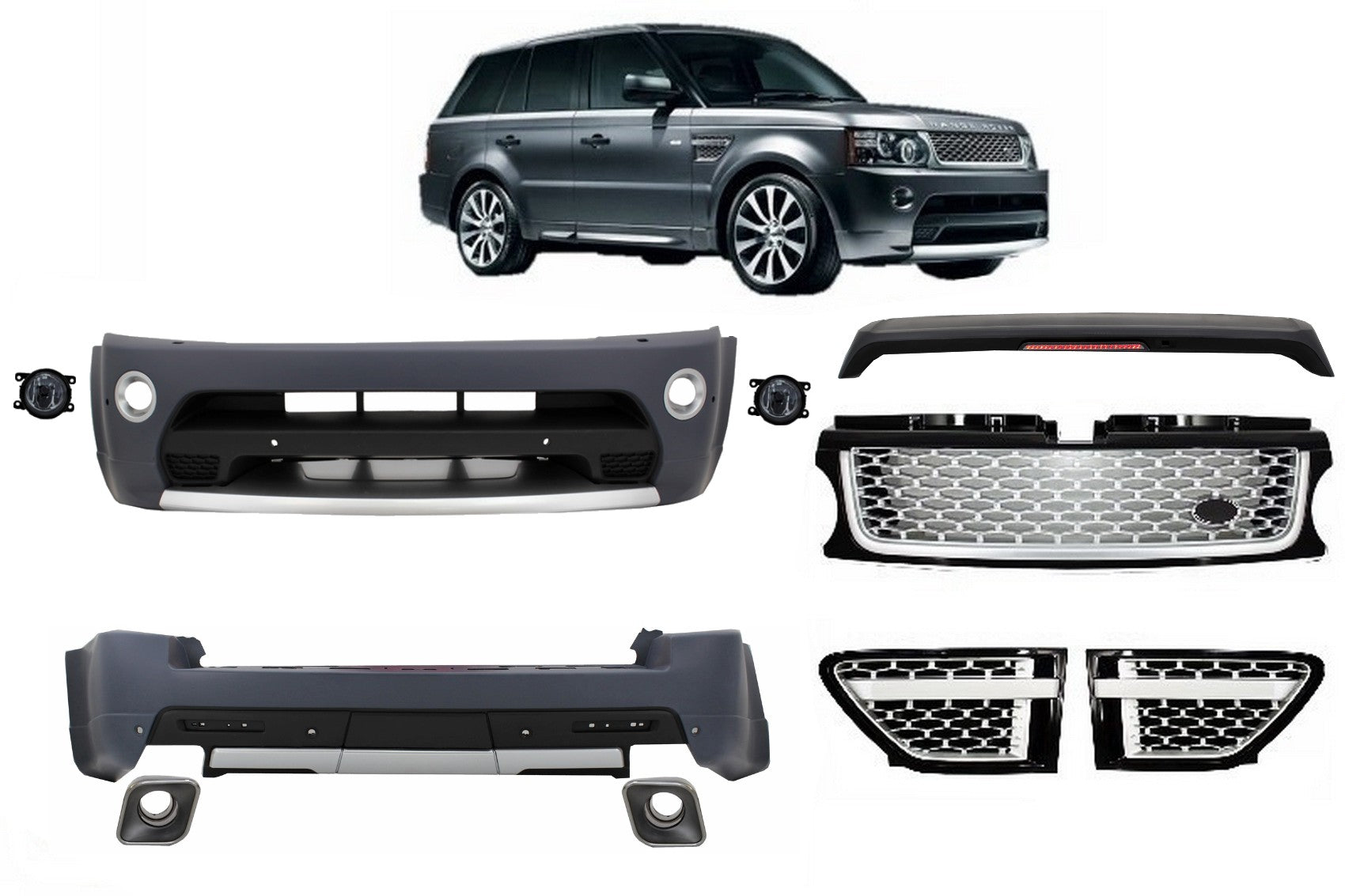 Bodykit Passend Für Land Range Rover Sport L320 Facelift (2009-2013) Autobiography Design Black Silver Grille Edition KITT