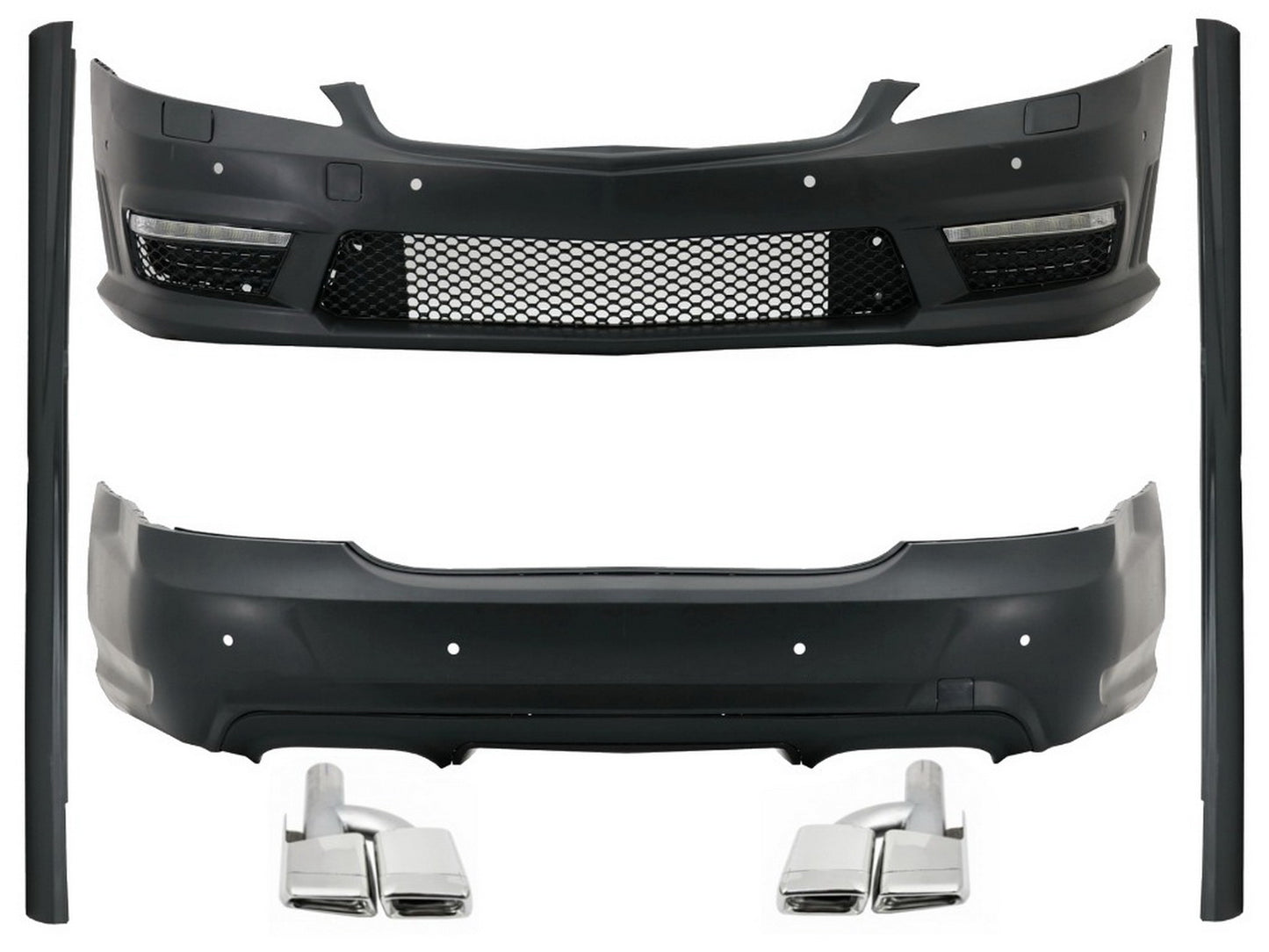 BodyKit für Mercedes S W221 05-13 LWB Seitenschweller Endrohe S63 S65 Look CarPartsTuning