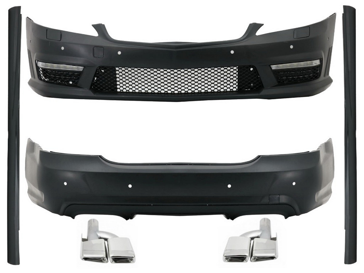 BodyKit für Mercedes S W221 05-13 LWB Seitenschweller Endrohe S63 S65 Look CarPartsTuning