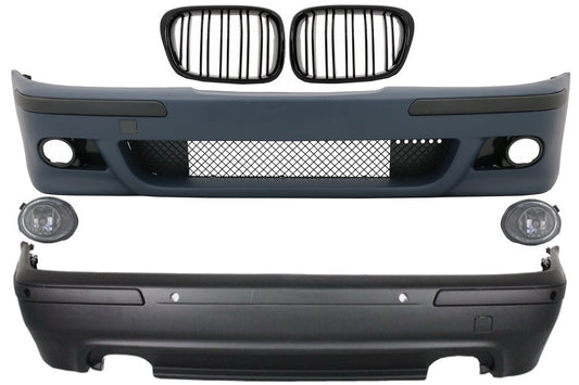 Kit für BMW 5 E39 97-03 Double Outlet M5 Look Nebellichter Chrom Gitter Schwarz CarPartsTuning