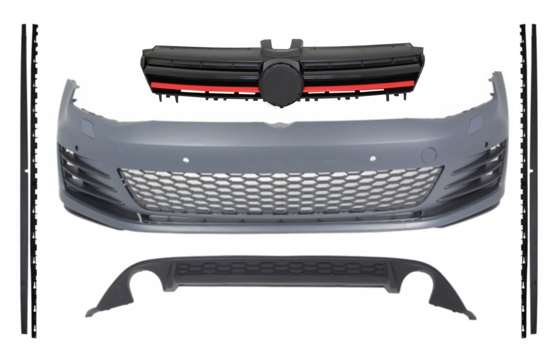 Komplettes Kit für VW Golf 7 VII 2013-2016 GTI Look Kühlergrill Rote Einfügungen CarPartsTuning
