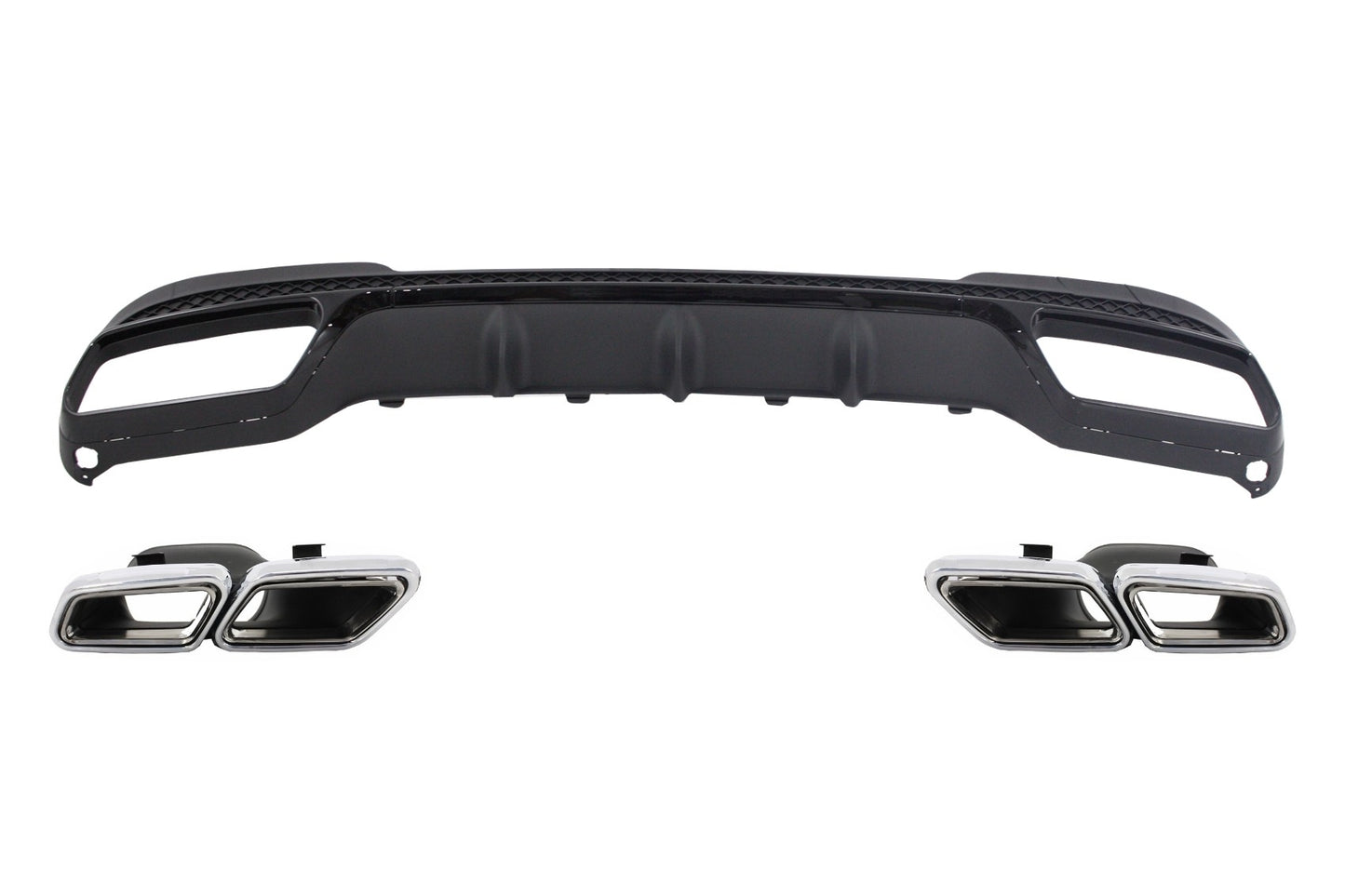 Stoßstange Diffusor Endrohre für Mercedes W212 S212 AMG Line MOPF 13-16 Schwarz CarPartsTuning