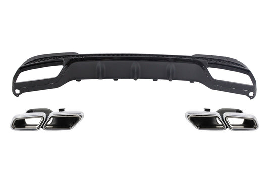 Stoßstange Diffusor Endrohre für Mercedes W212 S212 AMG Line MOPF 13-16 Schwarz CarPartsTuning