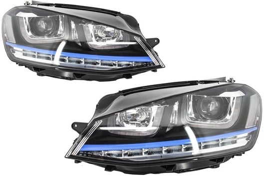Scheinwerfer 3D LED Fernlicht für VW Golf 7 VII 12-17 GTE Look FLOWING Dynamic- CarPartsTuning