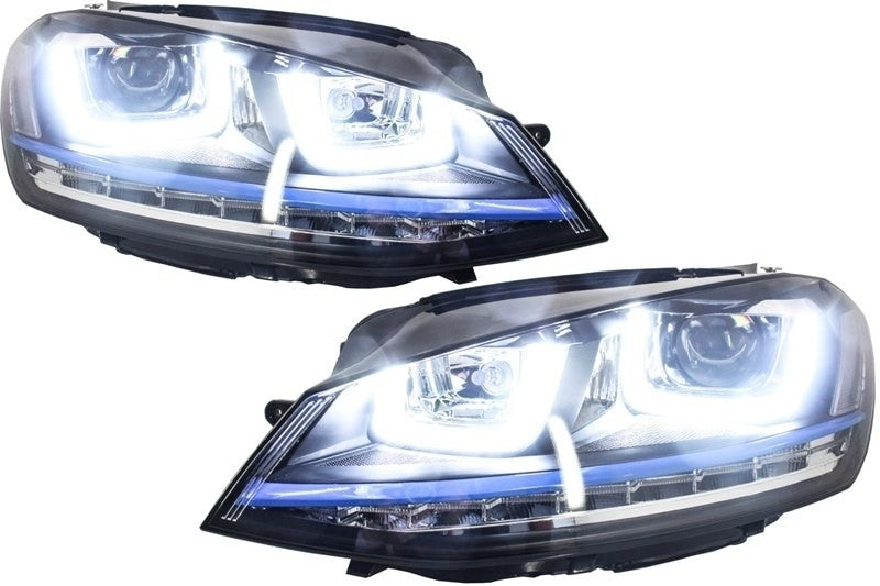 Scheinwerfer 3D LED Fernlicht für VW Golf 7 VII 12-17 GTE Look FLOWING Dynamic- CarPartsTuning