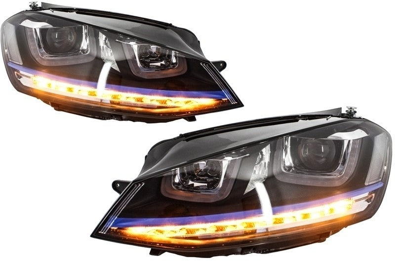 Scheinwerfer 3D LED Fernlicht für VW Golf 7 VII 12-17 GTE Look FLOWING Dynamic- CarPartsTuning