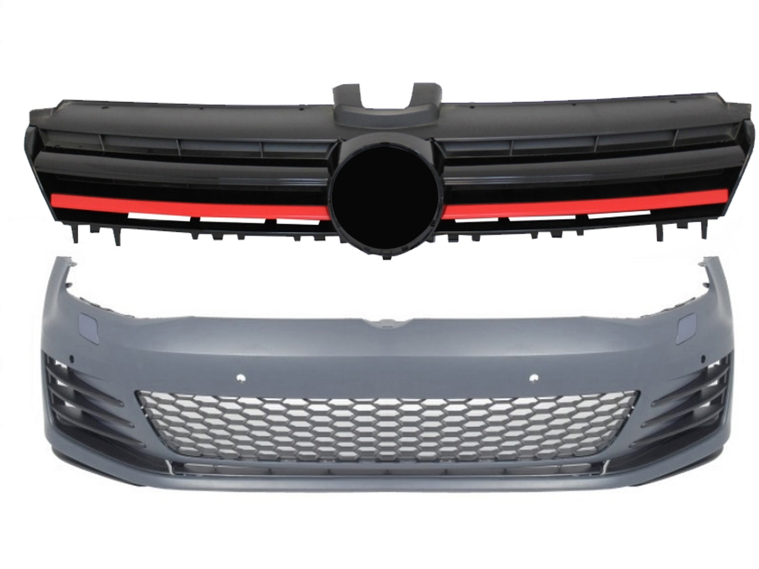 Frontstoßstange für VW Golf VII 7 5G 2013-2017 Zentralgrill Rot GTI Design CarPartsTuning