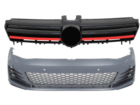 Frontstoßstange für VW Golf VII 7 5G 2013-2017 Zentralgrill Rot GTI Design CarPartsTuning