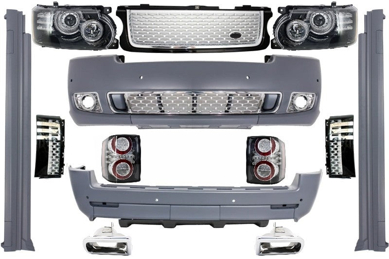 Komplettumbau Autobiographie Design Bodykit Passend Für Land Range Rover Vogue L322 Nachrüstung Auf Facelift Black Silver Grille Edition KITT