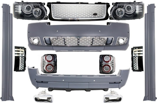 Komplettumbau Autobiographie Design Bodykit Passend Für Land Range Rover Vogue L322 Nachrüstung Auf Facelift Black Silver Grille Edition KITT