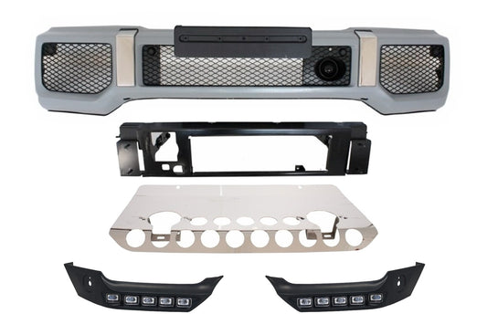 Unterfahrschutz für MERCEDES G-Klasse W463 89-17 DRL Lights Bumper G65 Design CarPartsTuning