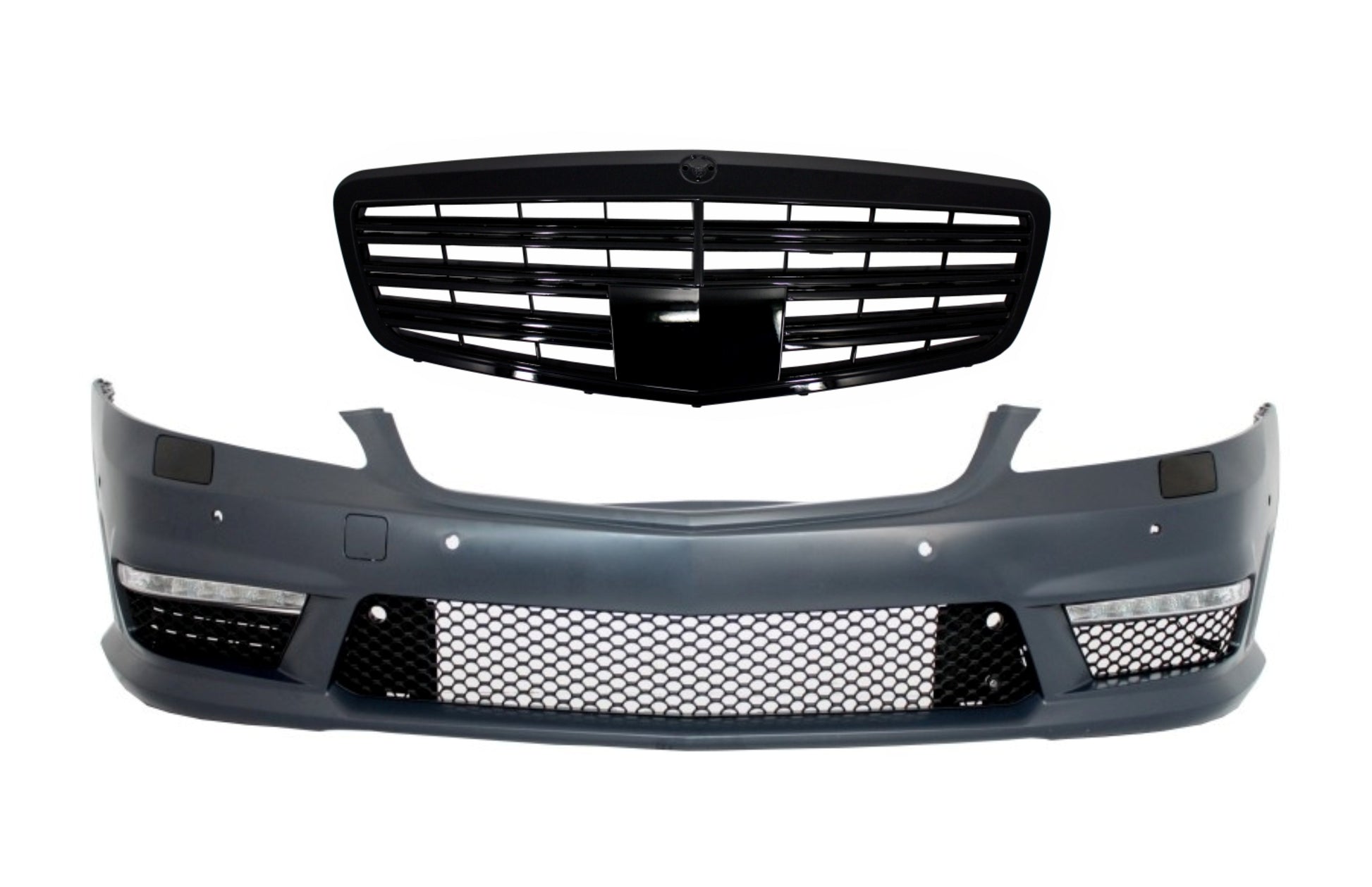 Frontstoßstange für Mercedes W221 05-12 S63 65 Look Kühlergrill Schwarz CarPartsTuning