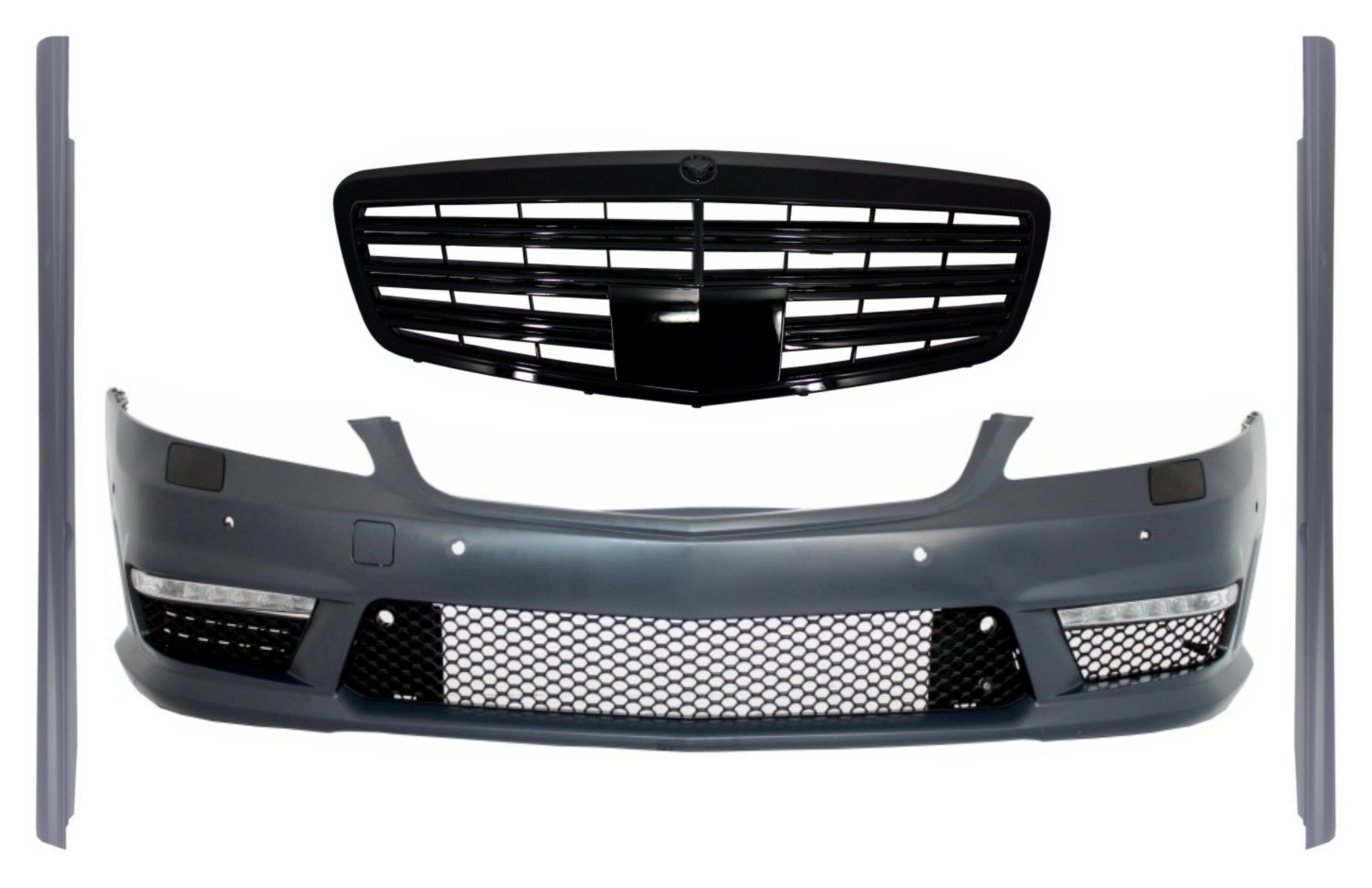 Stoßstange für Mercedes S W221 05-10 S63 S65 Look Gitter Seitenschweller Lange CarPartsTuning