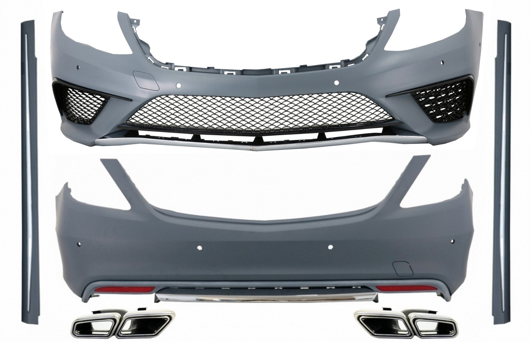 Bodykit für Mercedes S-Klasse W222 13-17 Stoßstange Auspuff Schalldämpfer Tipps S63 Look CarPartsTuning