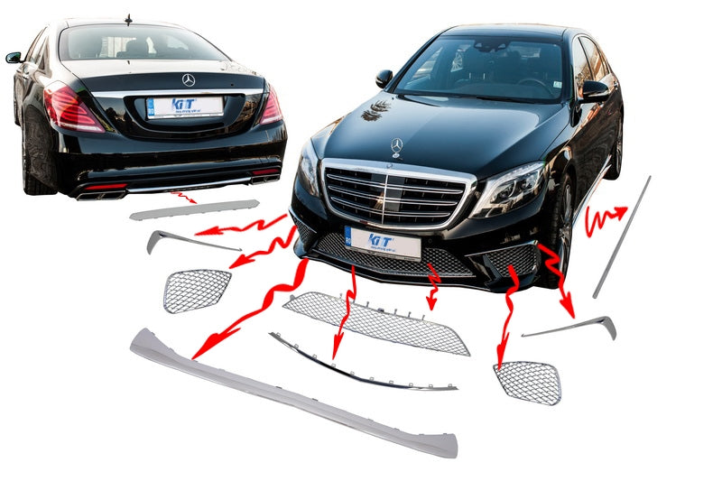 Bodykit Ornamente Chromleisten für Mercedes S-Klasse W222 13+ S65 Look CarPartsTuning