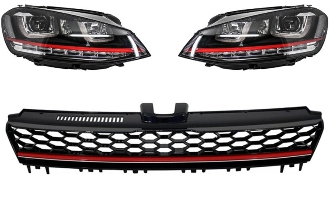 Scheinwerfer 3D LED für VW Golf 7 VII 12-17 R20 Look Kühlergrill R-Line CarPartsTuning