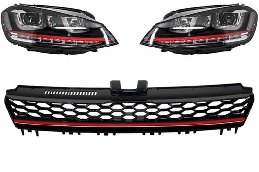 Scheinwerfer 3D LED für VW Golf 7 VII 12-17 R20 Look Kühlergrill R-Line CarPartsTuning