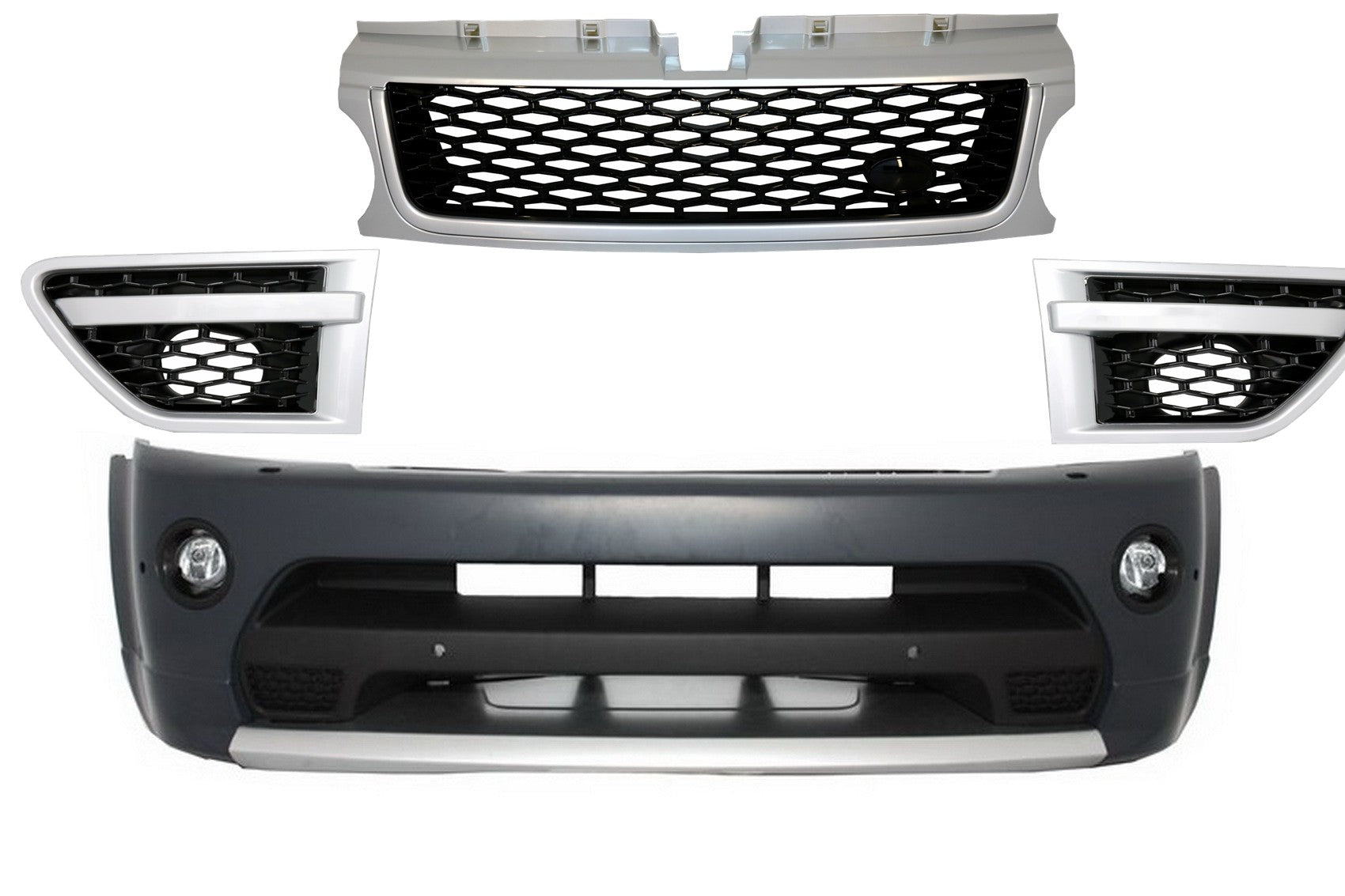 Stoßstange für Sport 2009-2013 L320 Autobiographie Look Gitter Graues Silber CarPartsTuning