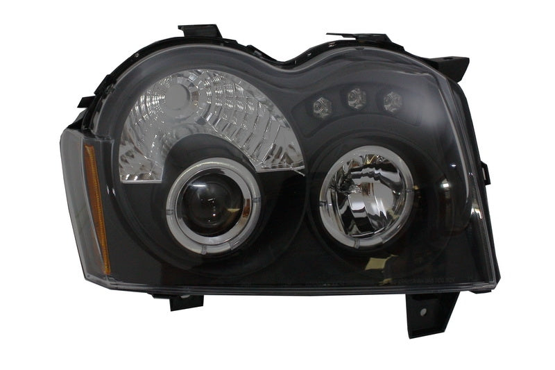 LED Scheinwerfer für JEEP Grand Cherokee WH 05-08 Halo Angel Eyes Schwarz CarPartsTuning