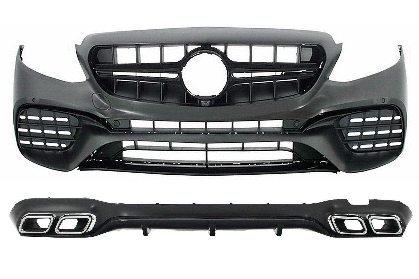 Bodykit für Mercedes E-Klasse W213 16-2019 E63 Design Stoßstange Chrom Auspuffblenden CarPartsTuning