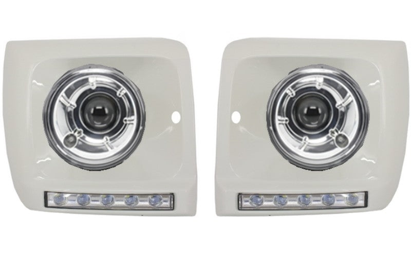 Scheinwerfer Bi-Xenon-Look für MERCEDES W463 89-12 G65 Look Abdeckungen LED DRL CarPartsTuning