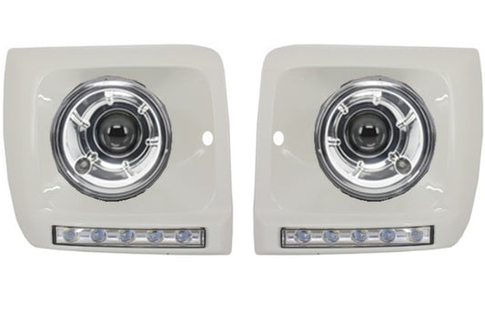 Scheinwerfer Bi-Xenon-Look für MERCEDES W463 89-12 G65 Look Abdeckungen LED DRL CarPartsTuning