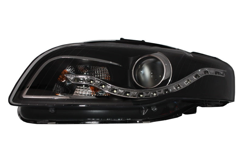 Scheinwerfer LED DRL Xenon Look geeignet für AUDI A4 B7 2004-2008 Schwarz CarPartsTuning
