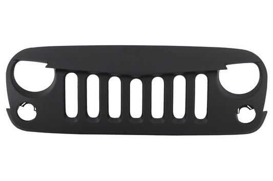 Kühlergrill für Jeep Wrangler Rubicon JK 07-17 Angry Look Mattschwarz Grille CarPartsTuning