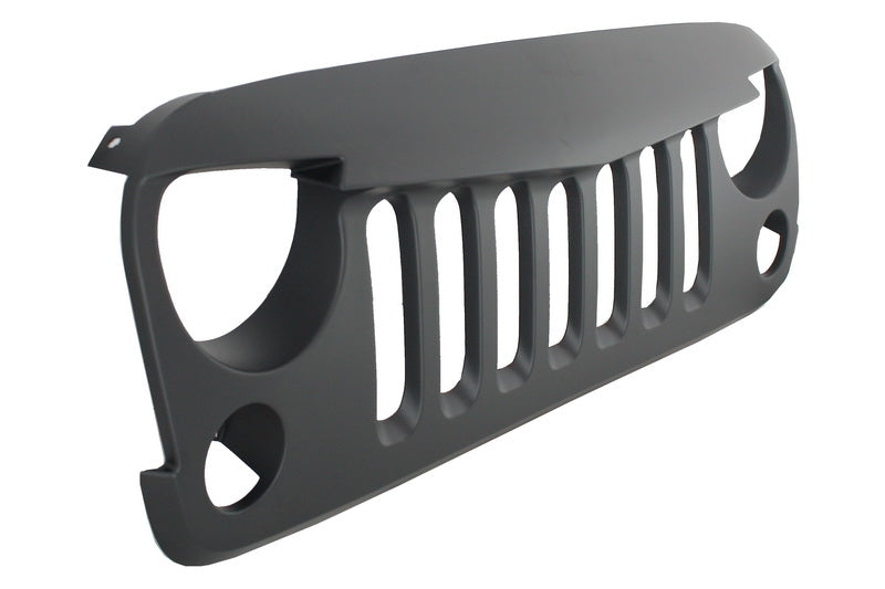 Kühlergrill für Jeep Wrangler Rubicon JK 07-17 Angry Look Mattschwarz Grille CarPartsTuning