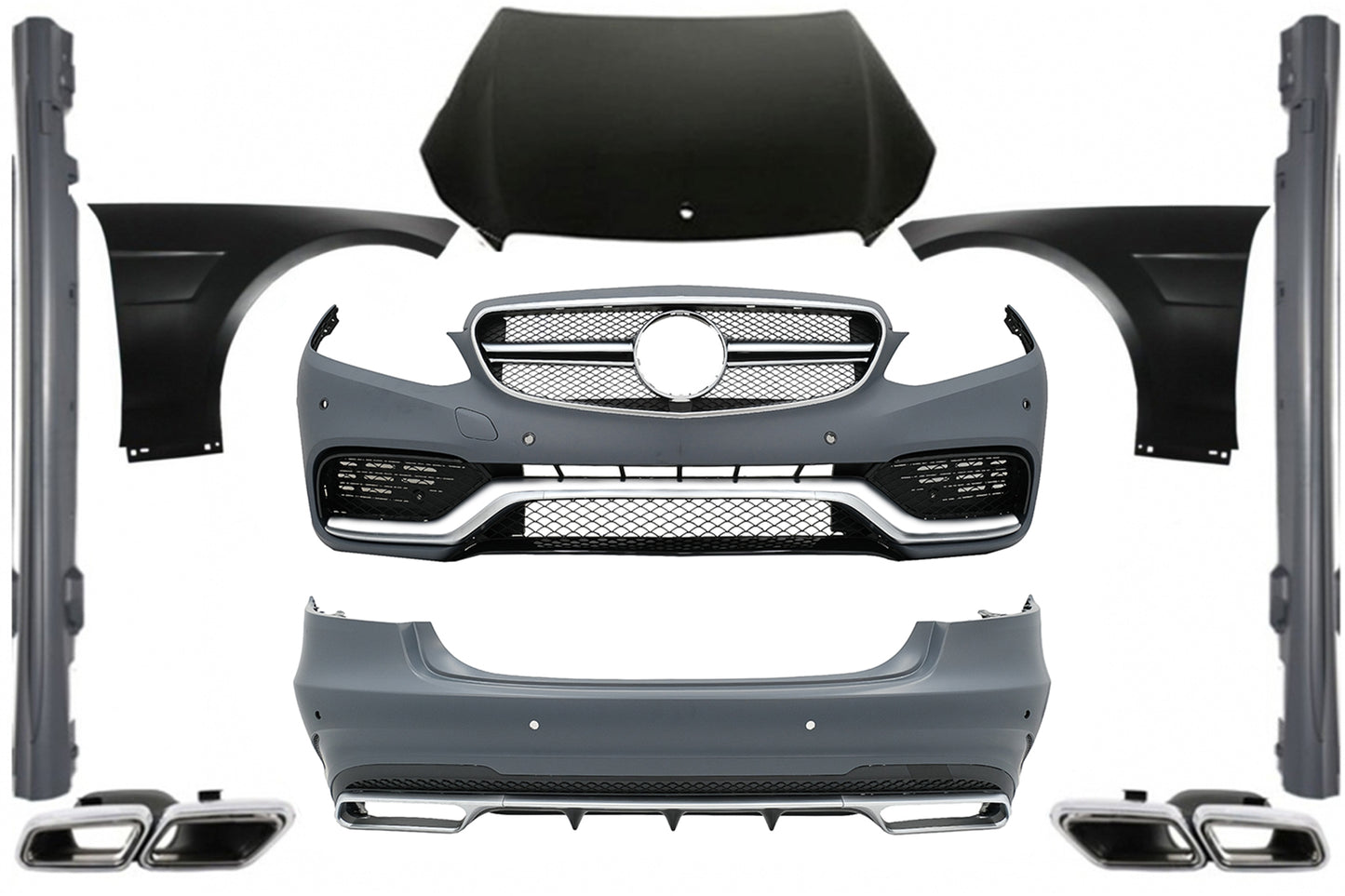 Bodykit für Mercedes W212 E-Klasse Facelift 13+ E63 Look Auspuffblenden CarPartsTuning