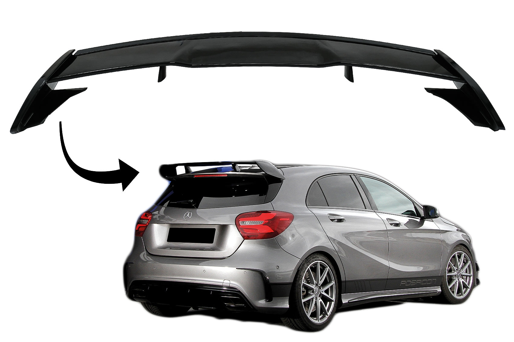 Dachspoiler passend für Mercedes A-Klasse W176 (2012-2018) A45 Design Piano Black KITT