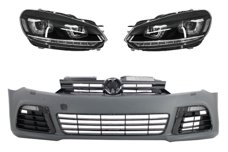 Stoßstange für VW Golf 6 08-13 R20Look Scheinwerfer 3D LED U-Look Fließend Licht CarPartsTuning