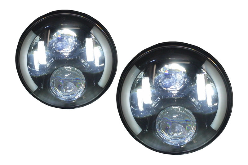 7 Zoll CREE LED-Scheinwerfer für Jeep Wrangler JK Defender Half Halo Schwarz CarPartsTuning