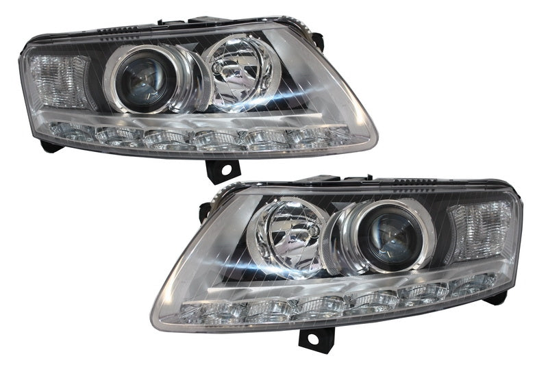 Xenon Scheinwerfer LED Tagfahrlicht für Audi A6 C6 4F 04.04-08 Chrom Ohne AFS CarPartsTuning