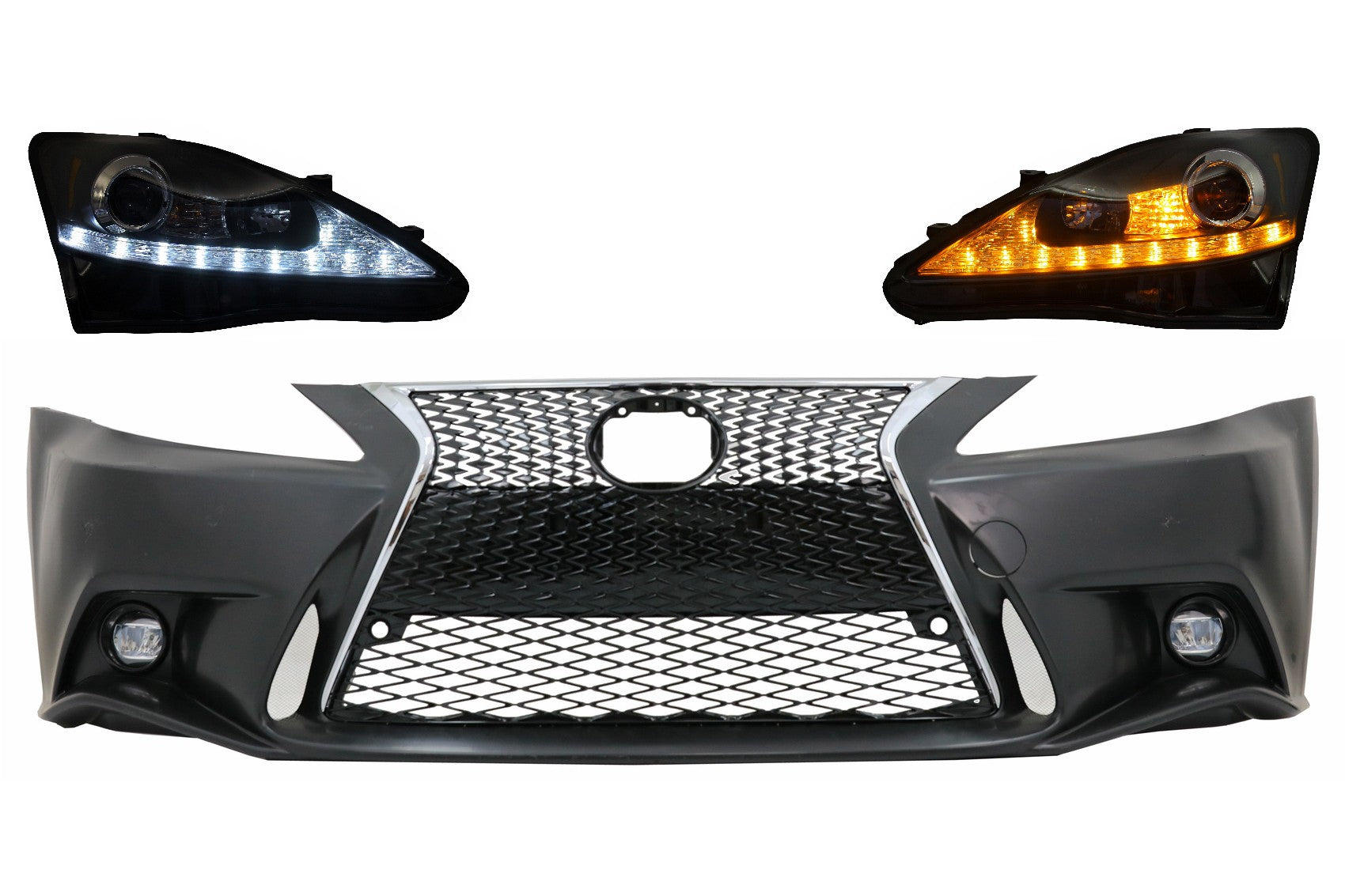 Stoßstange für LEXUS IS XE20 06-13 IS F Facelift XE30 LED DRL Scheinwerfer 14+Look CarPartsTuning