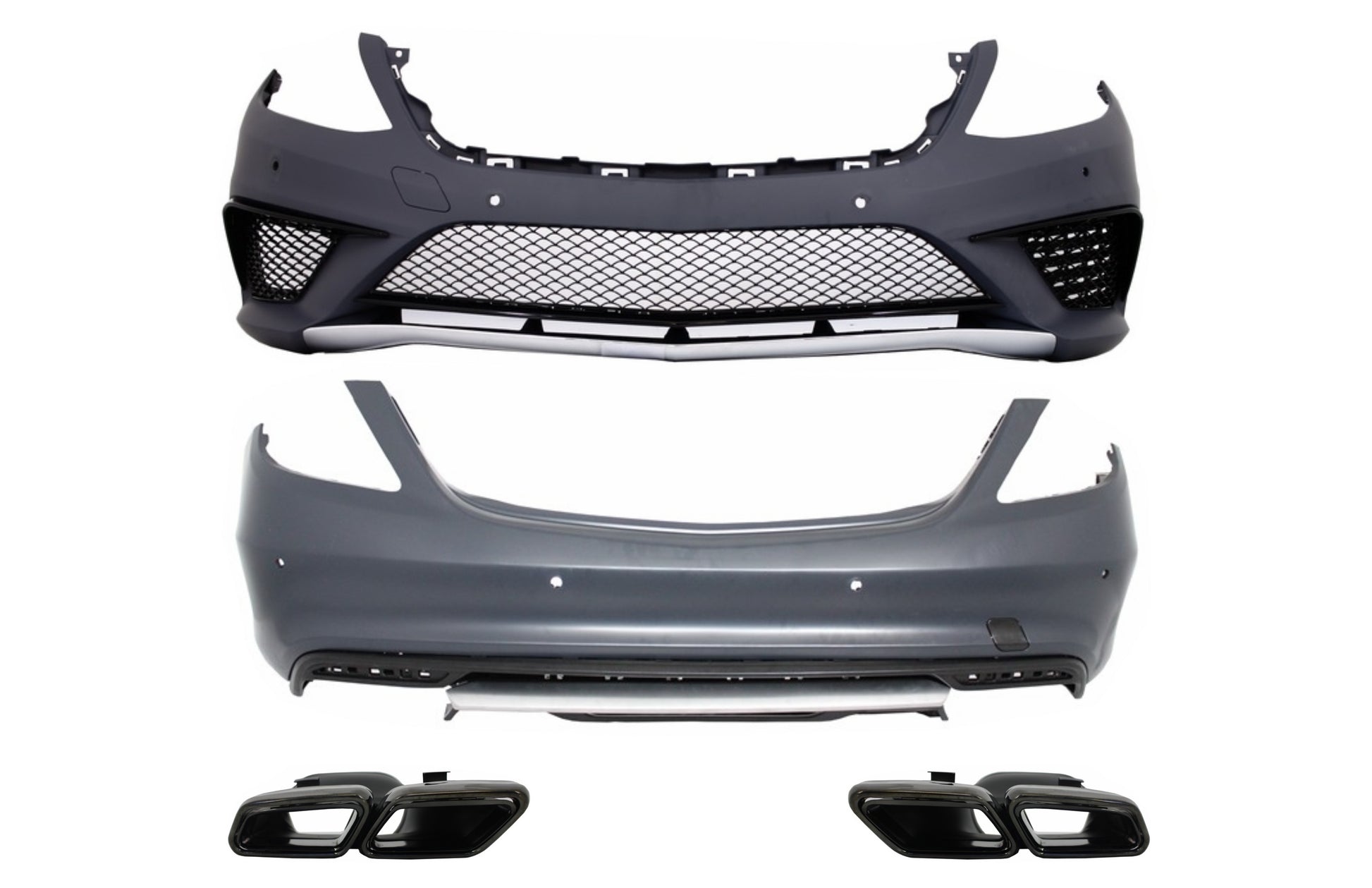 Bodykit für Mercedes W222 13-06.17 S65 Look Auspuff Schalldämpfer Tipps Schwarz CarPartsTuning