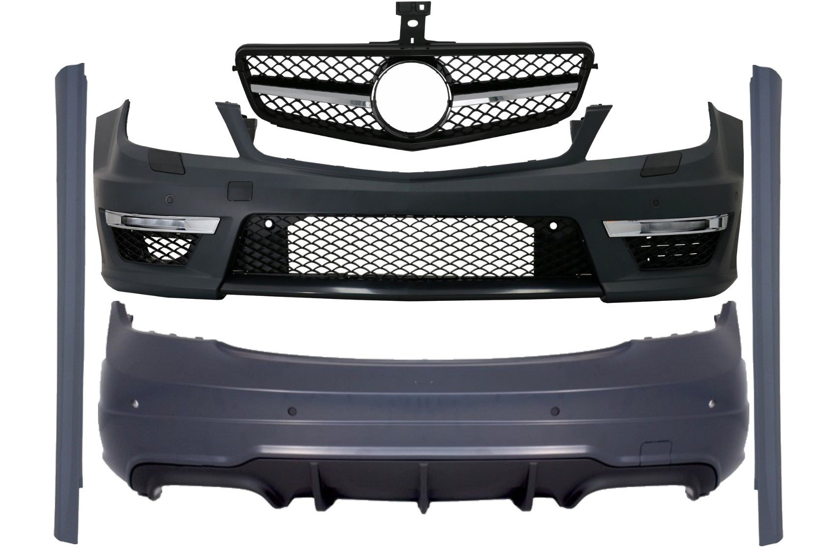 Bodykit für Mercedes C W204 Facelift C63 Look Kühlergrill Schwarz glänzend CarPartsTuning