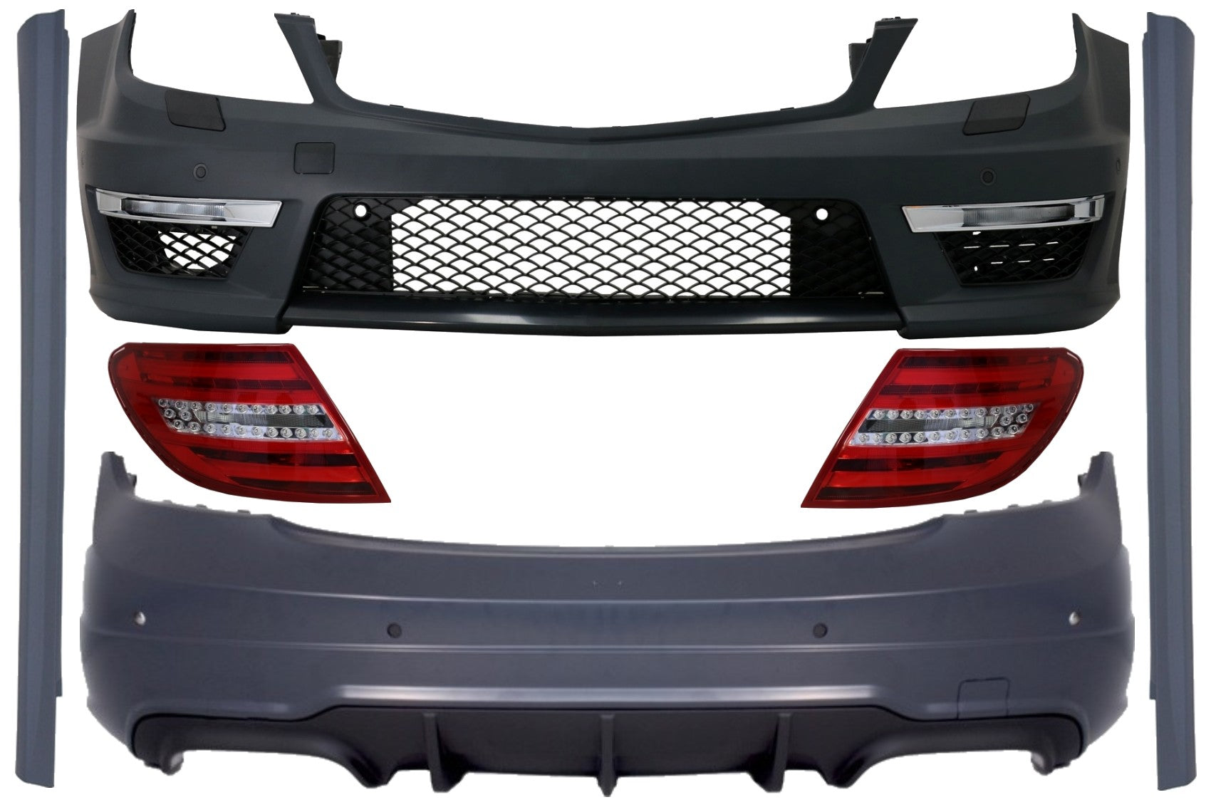 Bodykit für Mercedes W204 07-15 Facelift C63 Look Stoßstange LED Rückleuchten CarPartsTuning