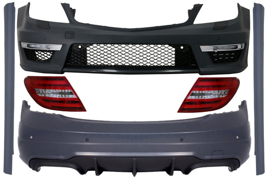 Bodykit für Mercedes W204 07-15 Facelift C63 Look Stoßstange LED Rückleuchten CarPartsTuning