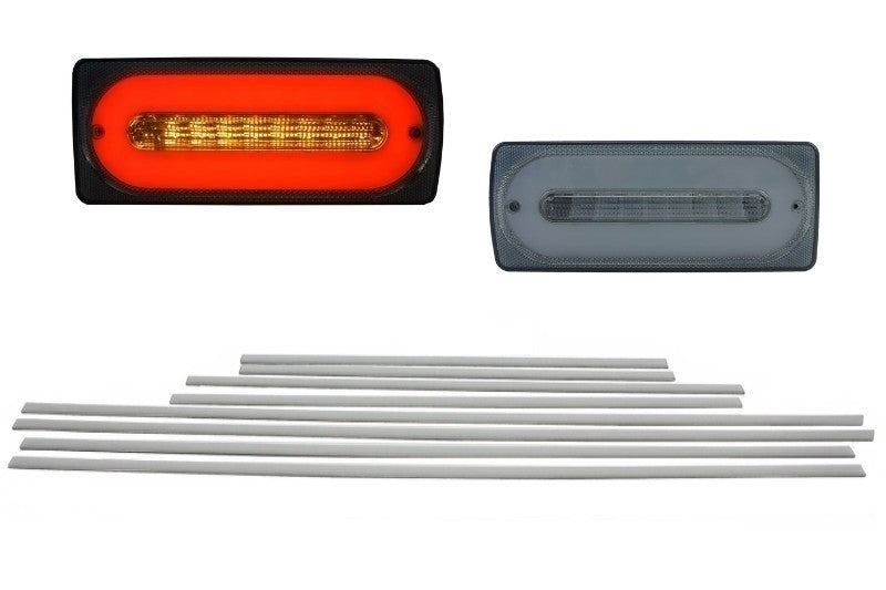 LED Rücklichter Light Bar Rauch für MERCEDES G-Klasse W463 1989-2015 Türleisten Aluminium Gebürstet CarPartsTuning