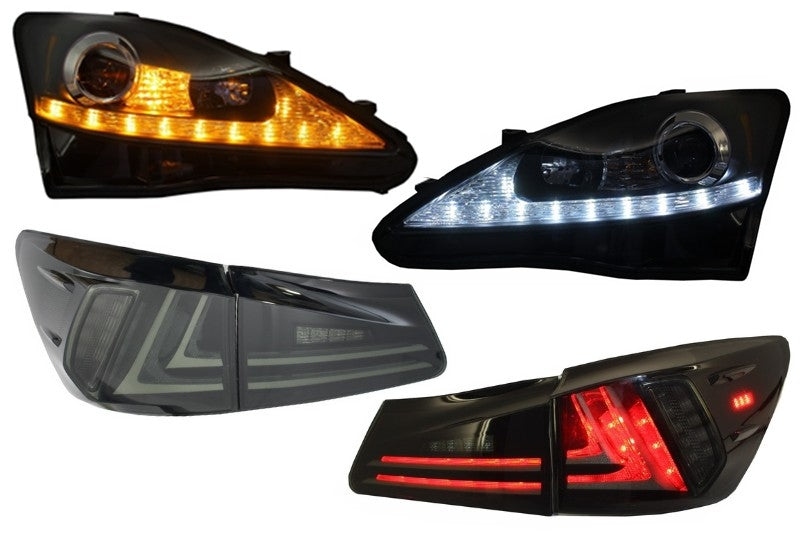 Scheinwerfer LED DRL Dynamic für LEXUS IS XE20 06-13 Rücklichter Facelift XE30 Look CarPartsTuning