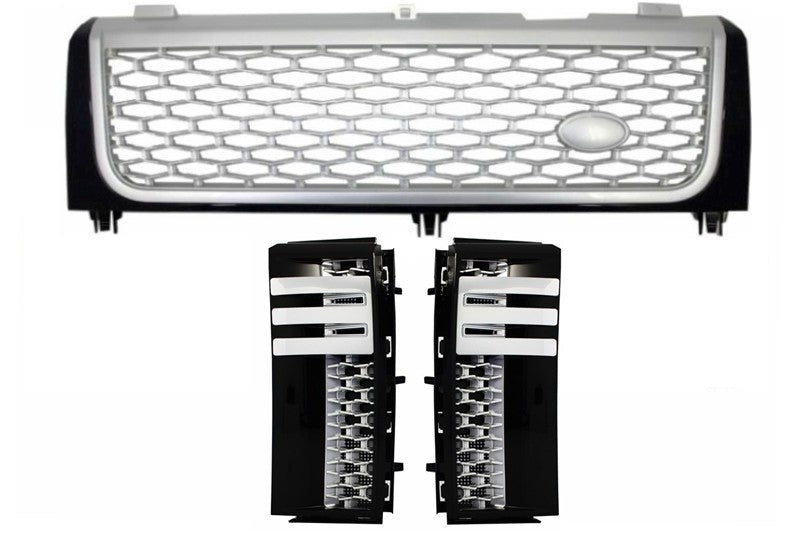 Mittelgitter Seitenschlitze Passend Für Land Range Rover Vogue III L322 (2002-2005) Schwarz-Silber Autobiographie Supercharged Edition KITT