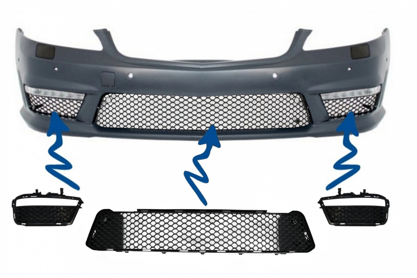 Stoßstangen Unter Seiten Gitter für MERCEDES S-Klasse W221 05-12 S63 S65 Design- CarPartsTuning