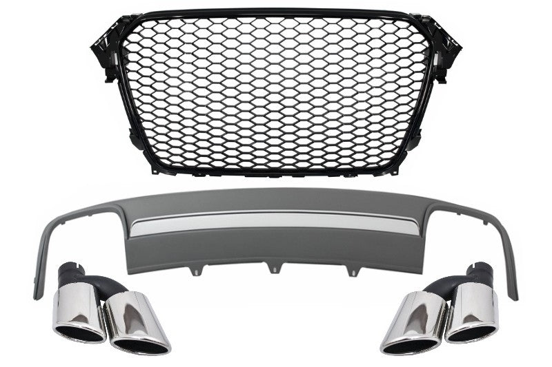 Kühlergrill für AUDI A4 B8 Facelift 12-15 Luftverteiler Schalldämpfer Tipps RS Look CarPartsTuning