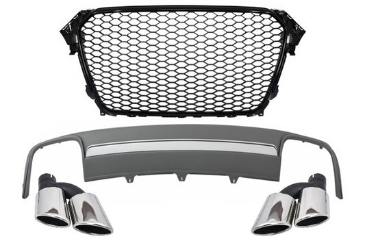 Kühlergrill für AUDI A4 B8 Facelift 12-15 Luftverteiler Schalldämpfer Tipps RS Look CarPartsTuning