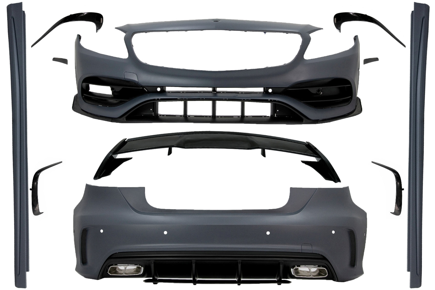 Body Kit für Mercedes A W176 12-18 A45 Look Spoiler Splitter Lamellen Aero CarPartsTuning