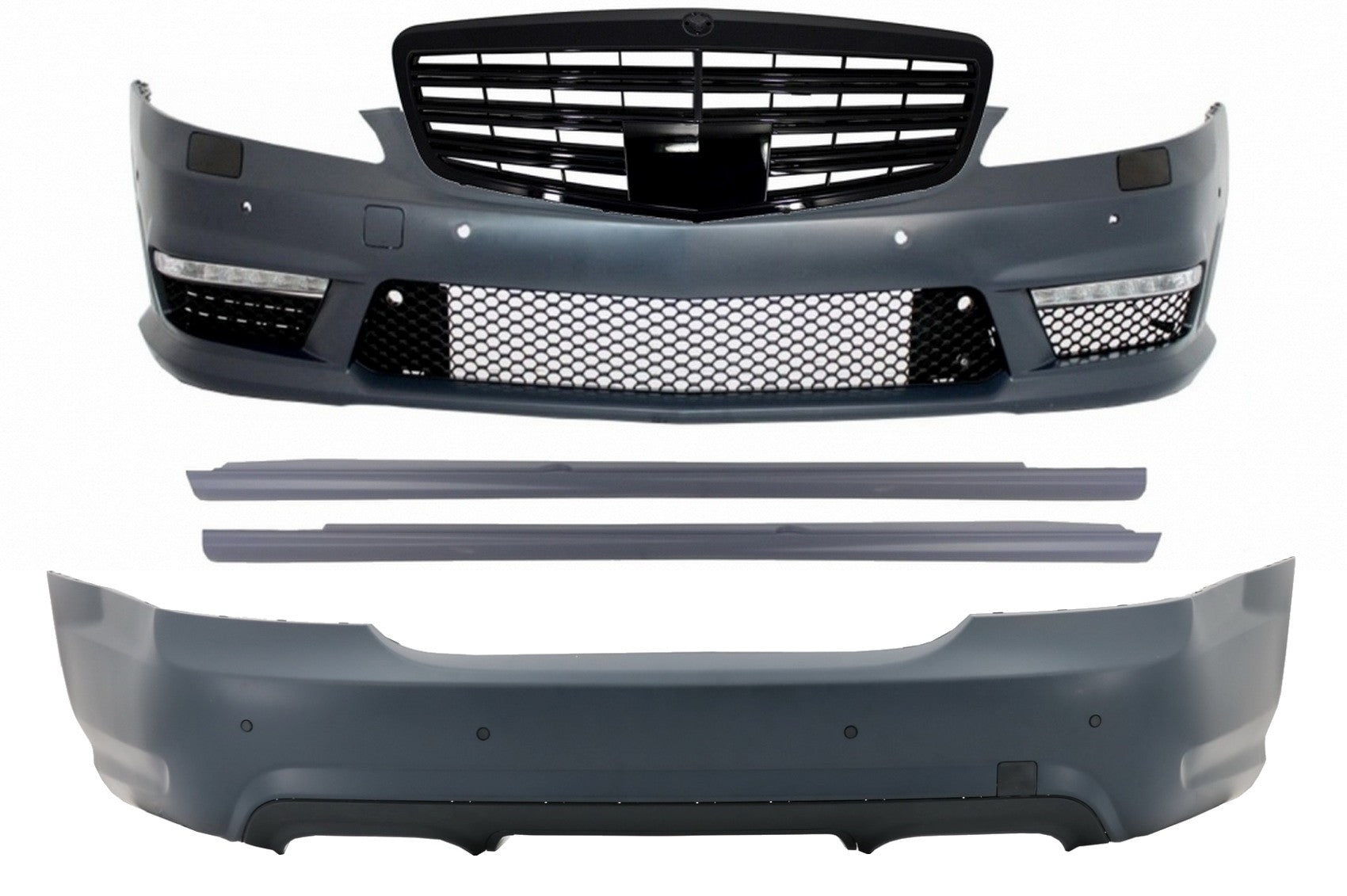 Body Kit für Mercedes W221 05-11 S65 Look Kühlergrill Schwarze Seitenschweller CarPartsTuning
