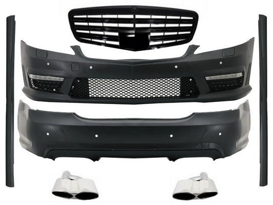 Bodykit für Mercedes S W221 2005-2011 Kühlergrill Glänzend schwarz Auspuff Tipps CarPartsTuning